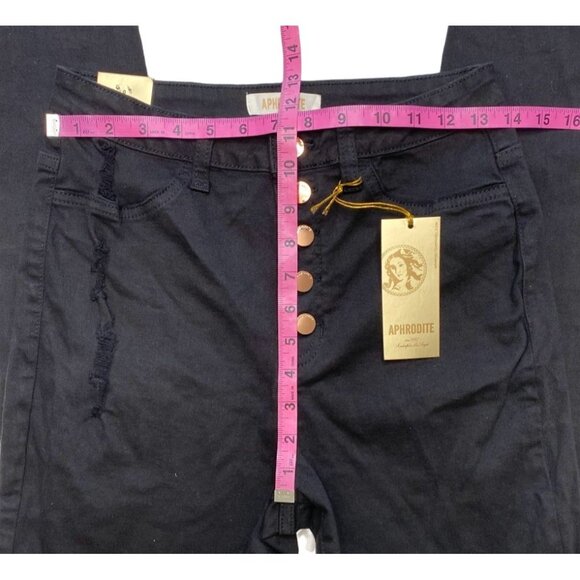 Aphrodite Curvy Ankle Jeans Women's 9 MEDIUM Black Distressed High-Rise Skinny - Picture 5 of 13